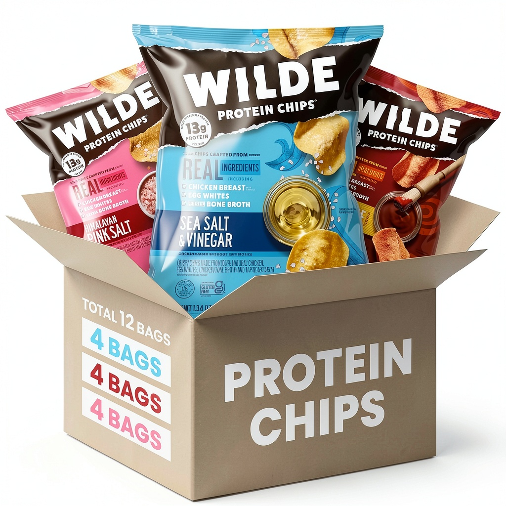 Wilde Protein Chips displayed in a bowl with fresh ingredients