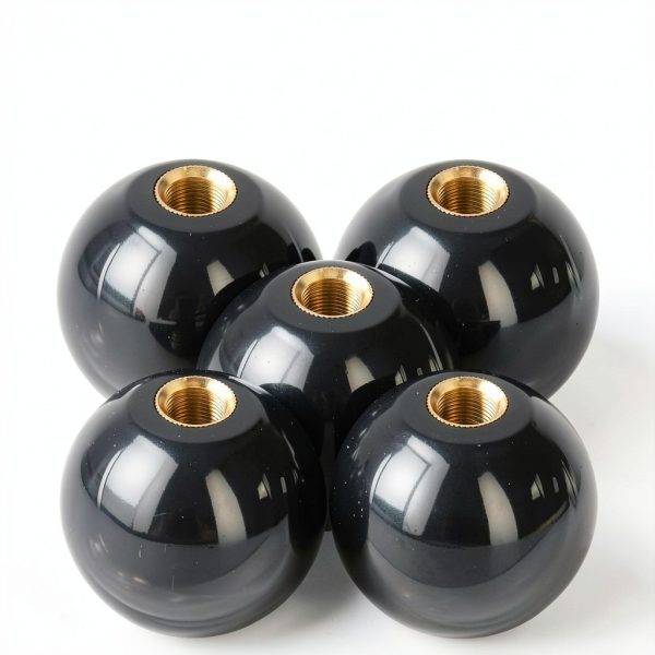 Othmro 5Pcs Black Threaded Ball Knobs – Brass Core, 1-3/8" Dia-1