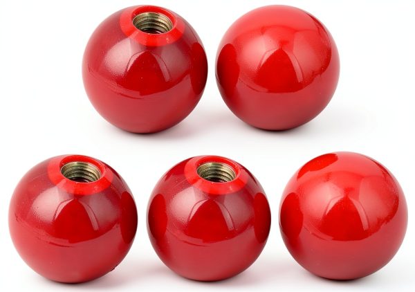 COMOK Red 5pcs 38mm Ball Knob with Threaded 10mm Hole – Sturdy Plastic-0