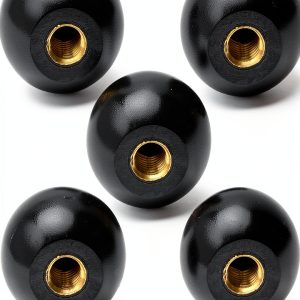 Othmro 5Pcs Black Threaded Ball Knobs – Brass Core, 1-3/8" Dia-0