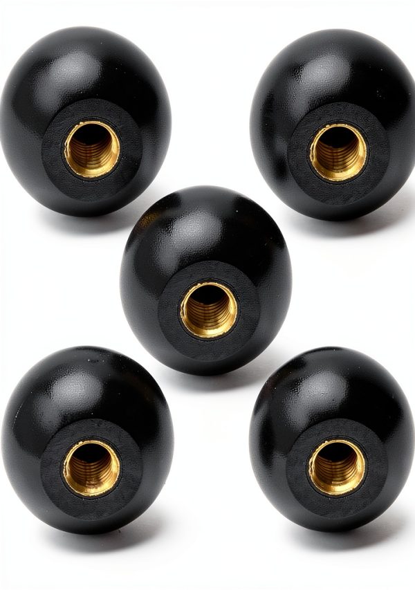 Othmro 5Pcs Black Threaded Ball Knobs – Brass Core, 1-3/8" Dia-0