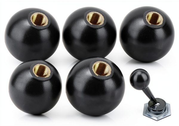M10 Female Threaded Ball Knob – HERCHR 5pcs Black Lever for Lathe-0